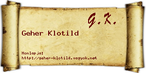Geher Klotild névjegykártya